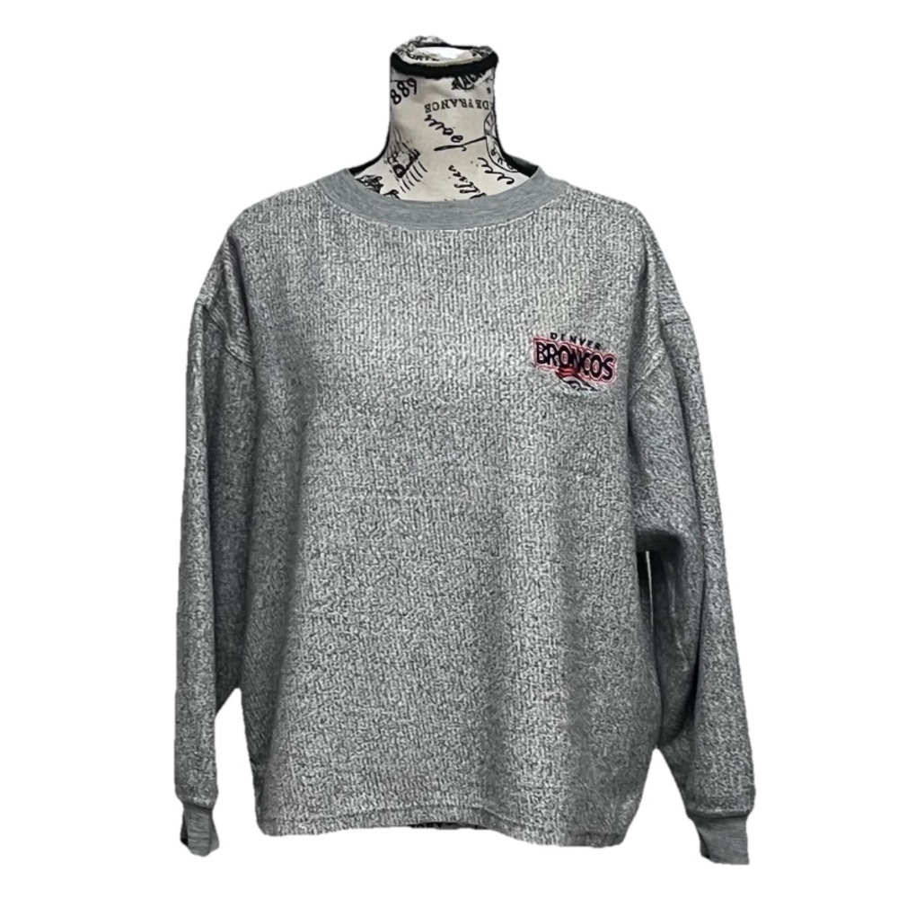 Rare Vintage 1999 The Edge Denver Broncos Sweater Starter Style Gray NFL M Retro